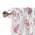 thumbnail image 5 of Christmas Pink Kitchen Curtains and Valances Set, Xmas Tree Santa Claus Snowflake Rod Pocket Window Valance 18 Inch Window Curtain Panels for Living Room Bedroom Laundry, 27.5x24in, 3 Pieces, 5 of 7