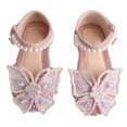 thumbnail image 1 of Zapatos de princesa con lazo y purpurina para niña, zapatos de vestir con hebilla y suela plana para niño pequeño, color rosa, talla 22 Sailing, 1 of 10