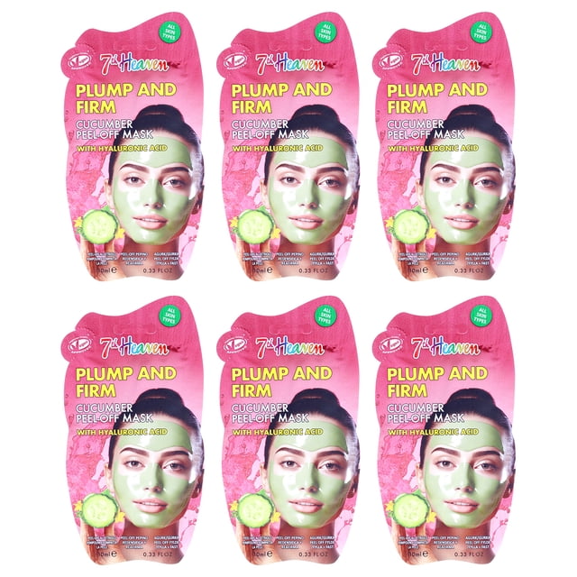 Mascarilla facial 7th Heaven Cucumber Peel Off para mujer, 6 x 10 ml