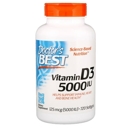 Doctor's Best, Vitamin D3, 125 mcg (5000 IU), 720 Softgels(Pack of