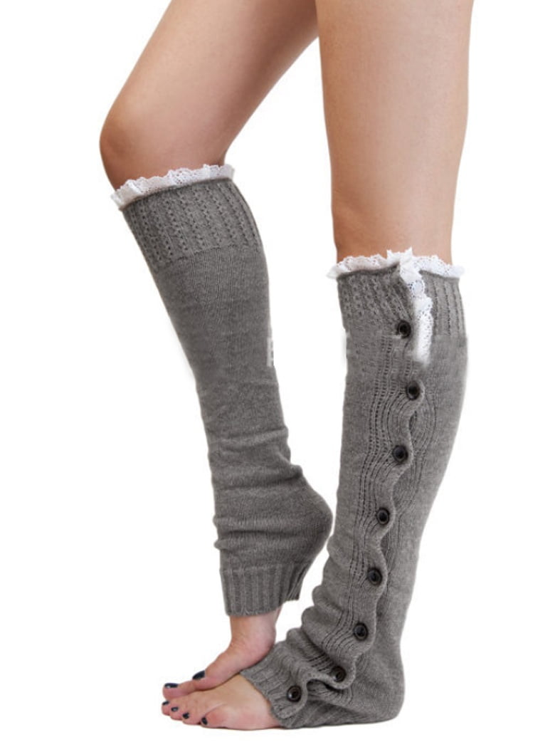 Women Girls Winter Knitted Wool Overknee Socks Yoga Dance Long Legging ...