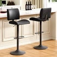 thumbnail image 3 of FIRAVOE Bar Stools Set of 2 with Back, Ergonomic Curved Swivel Bar Stools, Adjustable Faux Leather Bar Stools 25"-34", Modern Bar Height Barstools Bar Chairs for Kitchen Island, Black, 3 of 10