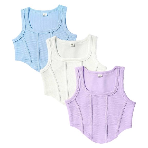 HCPDER Girls Tops Girls Crop Tops Size 7-8 Tank Tops Crew Neck Cropped Basic Sleeveless Dance Yoga 8-9 Years