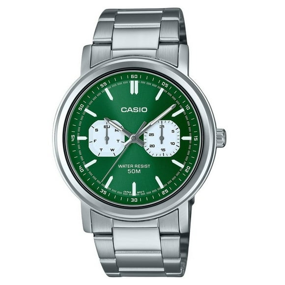 Casio Standard Analog Stainless Steel Green Dial Quartz MTP-E335D-3EV Men's Watch