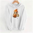 thumbnail image 5 of asdoklhq Halloween Pumpkin Sweaters Graphic Tshirts Shirts Winter Ladies' Graphiced Long Sleeve Hooded Sweatshirt White S, 5 of 5