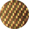thumbnail image 1 of Ahgly Company Indoor Round Checkered Brown Modern Area Rugs, 4' Round, 1 of 4