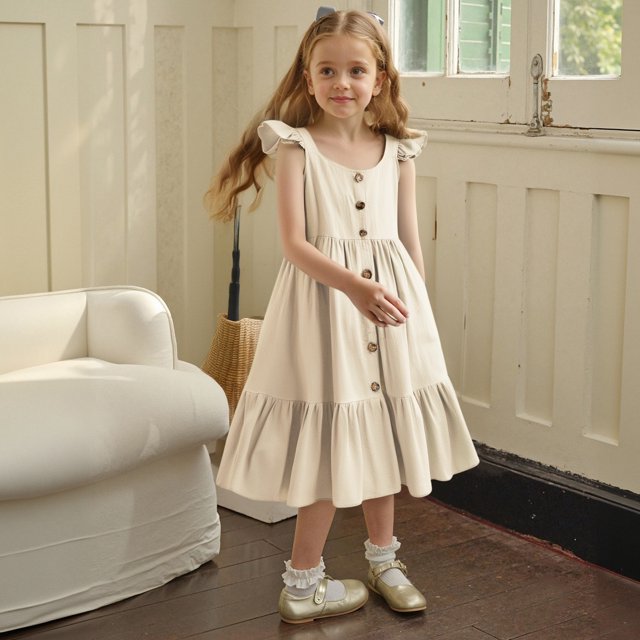 Robes pour Fille, Robes d'Été pour Filles, Robe d'Anniversaire, Robe pour Occasion Spéciale, Ensembles pour Bébé Fille 3-4 Ans