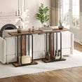 thumbnail image 2 of HOOBRO Industrial 2-Tier Console Table with Geometric Design - Rustic Brown & Black Entryway Storage Stand for Hallway, Foyer, Living Room, Dining Room, and Bedroom, 2 of 10