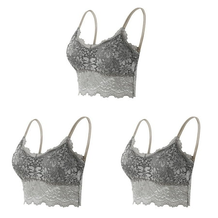 Chest Women Plus Size Vest Big Bras Crop Wire Bra Lingerie Women Bras Plus Size Front Close Sexy V Neck Underwear Bra Womens Lingerie without Chest ceangrtro Grey (3Packs) Grey (3Packs)