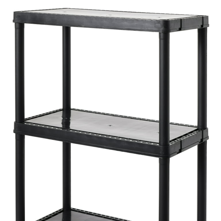 Gracious Living 4-Shelf Fixed Height Solid Organizing Storage Unit (2 Pack), Black