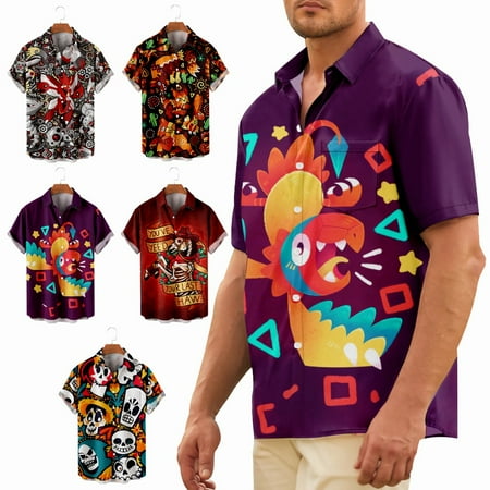 

Mens Kids Aloha Beach Tops Shirt Front-Pocket Lightweight Bowling Shirts for Boys 5-14 Years