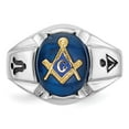 thumbnail image 4 of Auriga Fine Jewelry 14k White Gold Men's Antiqued and Imitation Blue Spinel Masonic Ring Size 10, 4 of 6