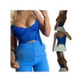 thumbnail image 5 of Lnzyyephy Women Sexy Lace Stitching Camisole V-Neck Front Hook and Eye Sling Vest Summer Spaghetti Strap Corset Tank Tops, 5 of 6