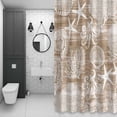 thumbnail image 4 of Brown Coastal Bathroom Shower Curtain, Nautical Starfish Octopus Coral Summer Waterproof Washable Soft Bath Curtain for Bathtub Decor with 12 Hooks&Grommet, 72x72 Inch, 4 of 9