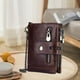 thumbnail image 4 of Carteras de cuero suave plegables con RFID para hombre, monedero de piel de vaca, llavero con cierre a presión. Café, 4 of 7