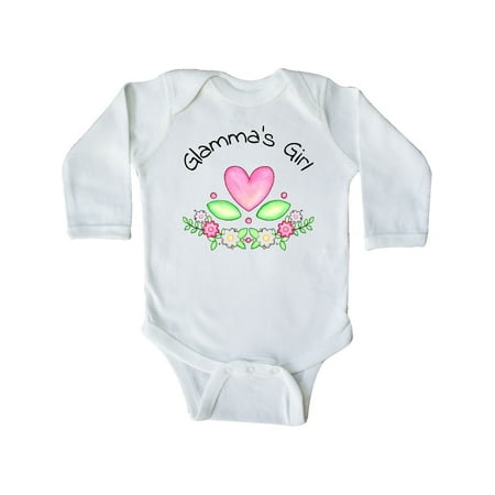 

Inktastic Glamma s Girl- heart flowers Gift Baby Girl Long Sleeve Bodysuit