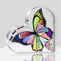Sweet 16 Gifts for Girls, Gifts for 16 Year Old Girl, Sweet 16 Heart Acrylic Keepsake, Unique Sixteen Gift for Birthdays, Butterfly Desk Decor, 16th Birthday Decorations,4x4 inch