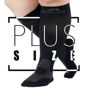 Wide Calf Opaque Compression Knee High Women & Men 20-30mmHg - Black, 6X-Large