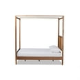 thumbnail image 2 of Baxton Studio Malia Modern and Contemporary Walnut Brown Finished Wood and Synthetic Rattan Queen Size Canopy Bed, 2 of 5
