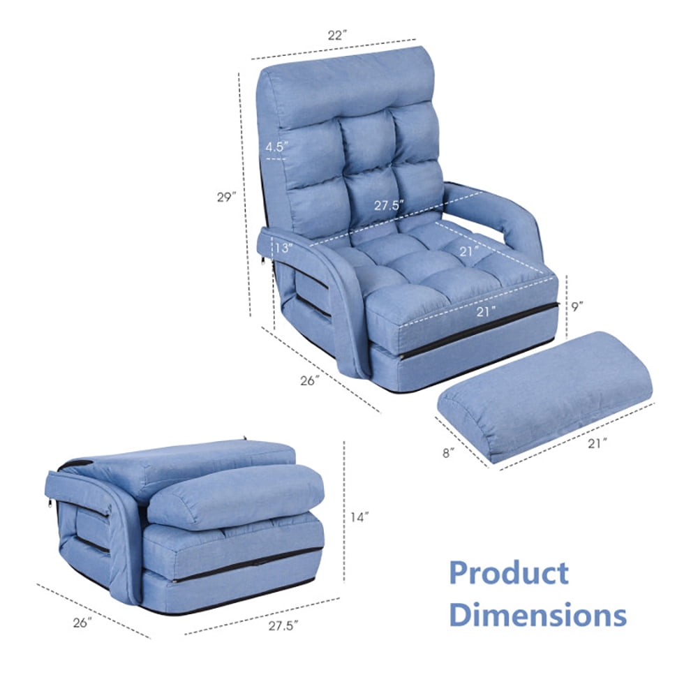 Finihen Folding Lazy Sofa Chair, Floor Chair, Folding Lazy Floor Chair Sofa with Armrests and Pillow, for Living Room, Bedroom, for Gaming, Reading, Blue Finihen Folding Lazy Sofa Chair, Floor Chair, Folding Lazy Floor Chair Sofa with Armrests and Pillow, for Living Room, Bedroom, for Gaming, Reading, Blue