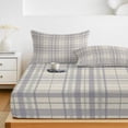 thumbnail image 6 of Twin XL Size Fitted Sheet Set - Buffalo Plaid 2 Piece Bedding Sets 16" Deep Pocket Fitted Sheet with 1 Pillowcases, Lavender Lilac Farmhouse Gingham Striped Brushed Microfiber Hotel Luxury Bed Sheets, 6 of 9