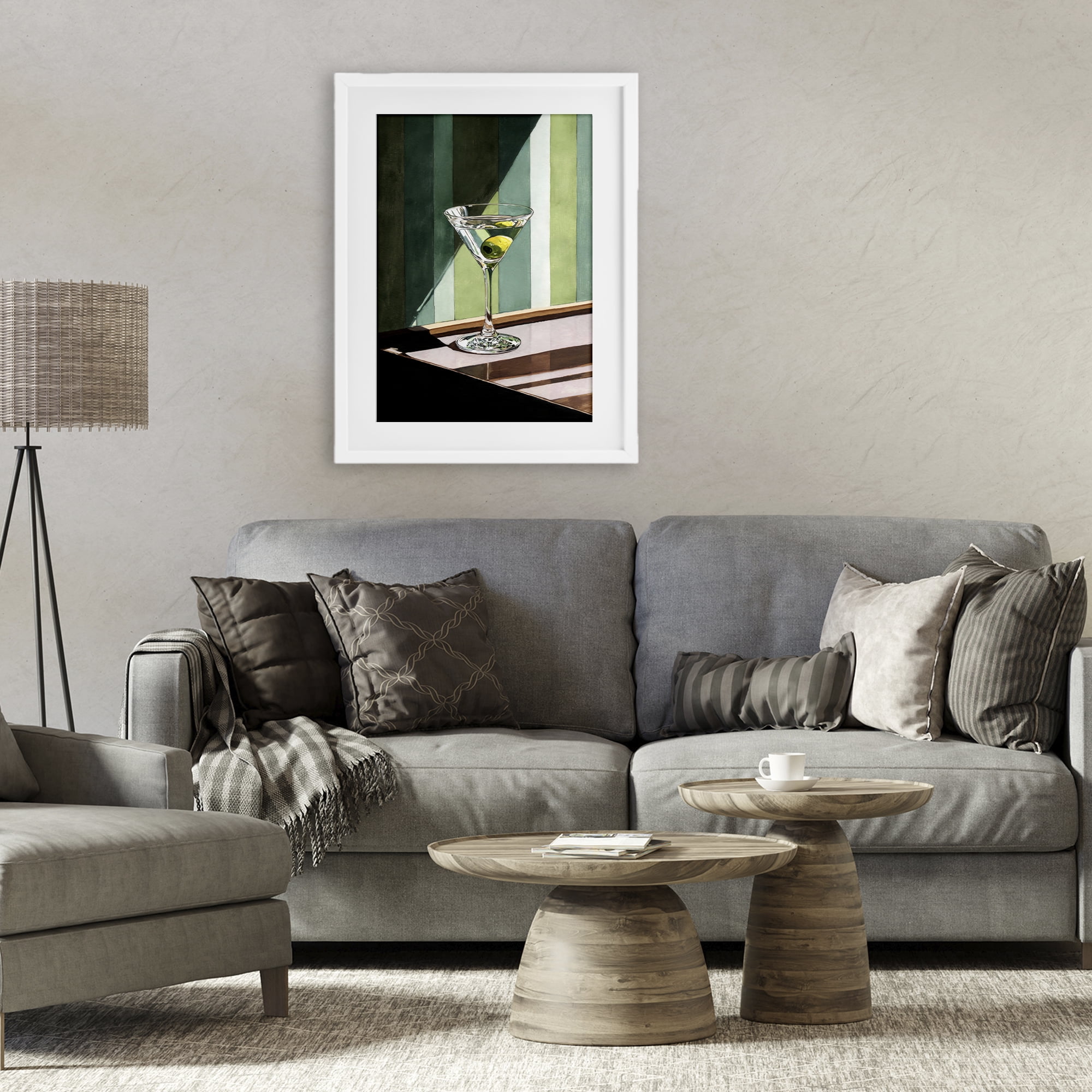 Stupell Industries Olive Martini in Sun Beam White Framed Print Under Glass, design by Petal Prints Design