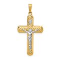 thumbnail image 1 of Quality Gold XR1650 14K Two-Tone Polished & Textured Inri Crucifix Pendant, 1 of 1