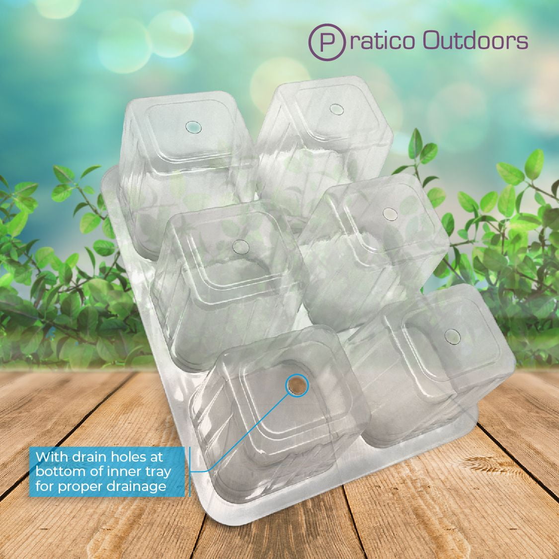 Pratico Outdoors Reusable 12 Cell Silicone Seed Starter Tray Kit, Clea