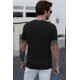 thumbnail image 4 of ABPHQTO Camiseta de punto acanalado con cuello en V de hombre de color negro, 4 of 5