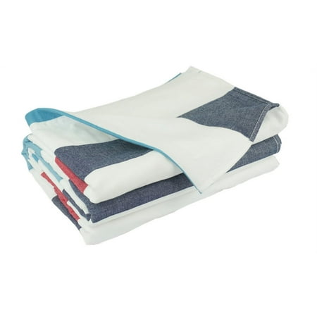 100% Cotton Three layers woven breathable and absorbs moisture Quilted Throw Blanket (Red White and Blue Stripes)