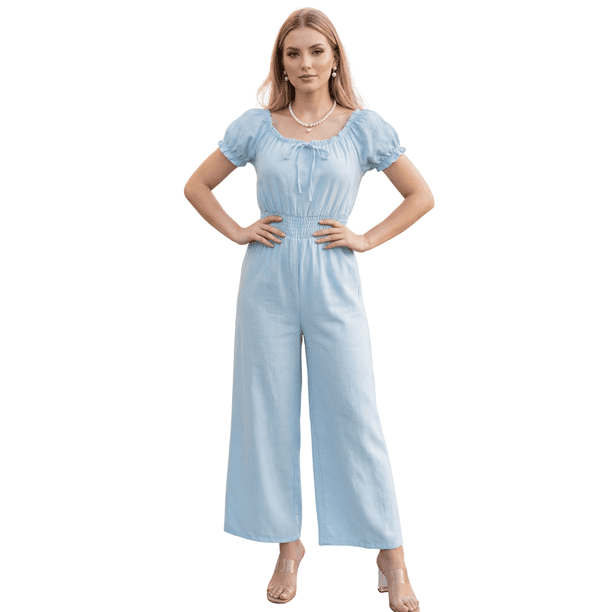 Jumpsuit Largo Fluido, Tela Ligera y Ajuste en Cintura, Estilo Casual Elegante para Mujer