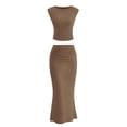 thumbnail image 1 of Conjunto de Falda PRETTYGARDEN Top Corto y Falda Maxi Caqui XXL, 1 of 8