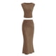 thumbnail image 1 of Conjunto de Falda PRETTYGARDEN Top Corto Fruncido Falda Larga Maxi Caqui M, 1 of 8