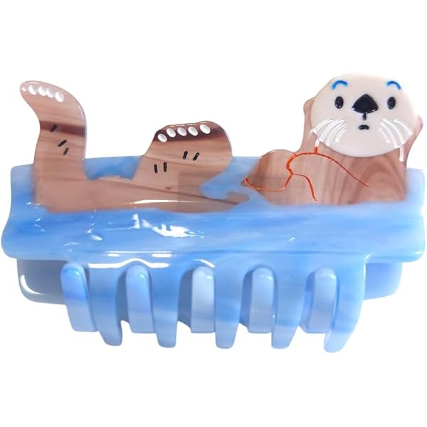 wonima11 Novelty Otter Hair Clip,Acetate Claw Clips,Cute Hair Clips for Women,Brown