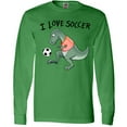 thumbnail image 3 of Inktastic I Love Soccer-Dinosaur in Orange Long Sleeve T-Shirt, 3 of 5