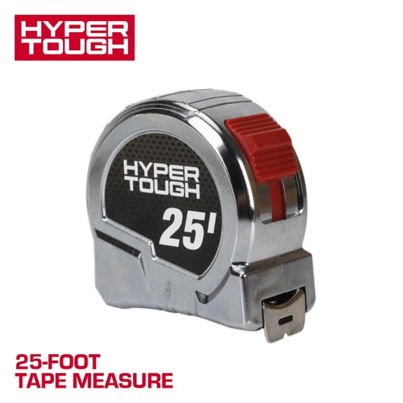 Hyper Tough 25-foot Chrome Tape Measure with Nylon Coated Blade