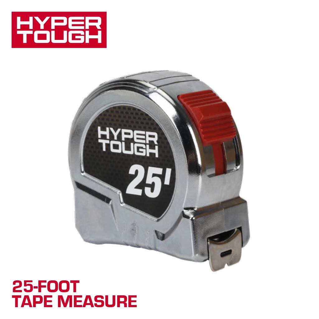 Hyper Tough 25-foot Chrome Tape Measure with Nylon Coated Blade