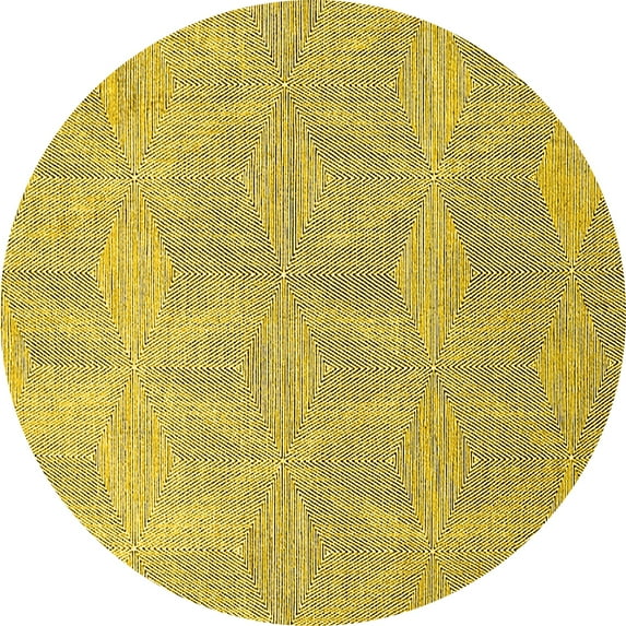 Ahgly Company Indoor Round Solid Yellow Modern Area Rugs, 5' Round