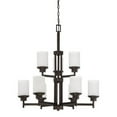 thumbnail image 2 of F17029-80-Sunset Lighting-Somes - 9 Light 2-Tier Chandelier   Bright Satin Nickel Finish with Linen Glass, 2 of 2