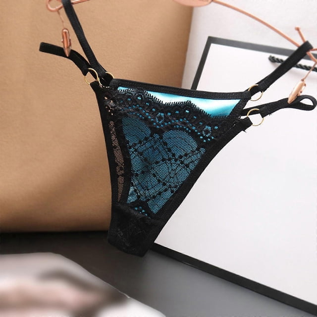 Lace Tiny Thong Women See-Through Sexy Lingerie Low Waist Briefs Hollow Out G-String Breathable Cotton Crotch Underwear