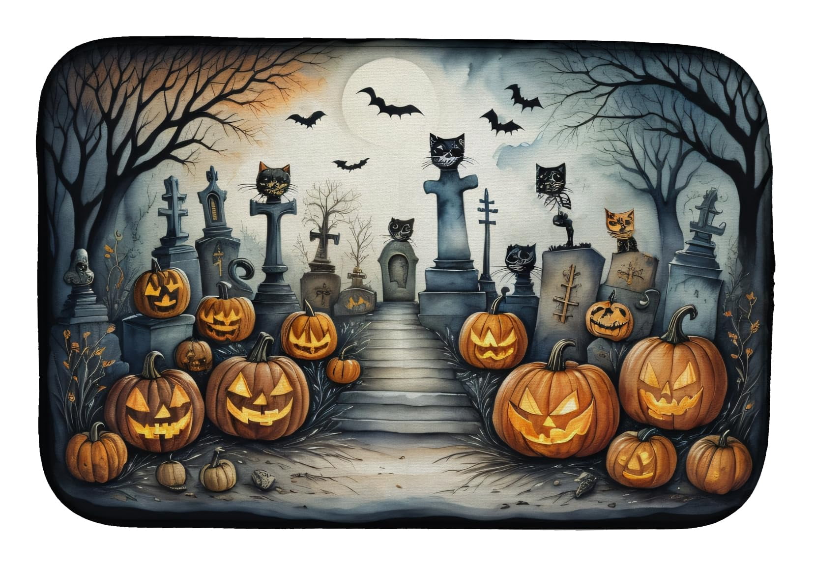 La Catrina Skeleton Spooky Halloween Dish Drying Mat 14 in x 21 in