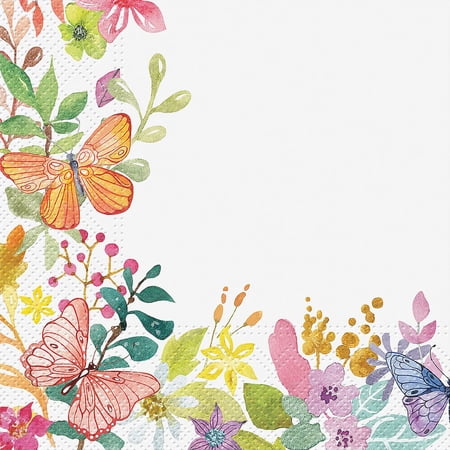 Set of 12 Luncheon Watercolor Meadow Napkins 20 Pack