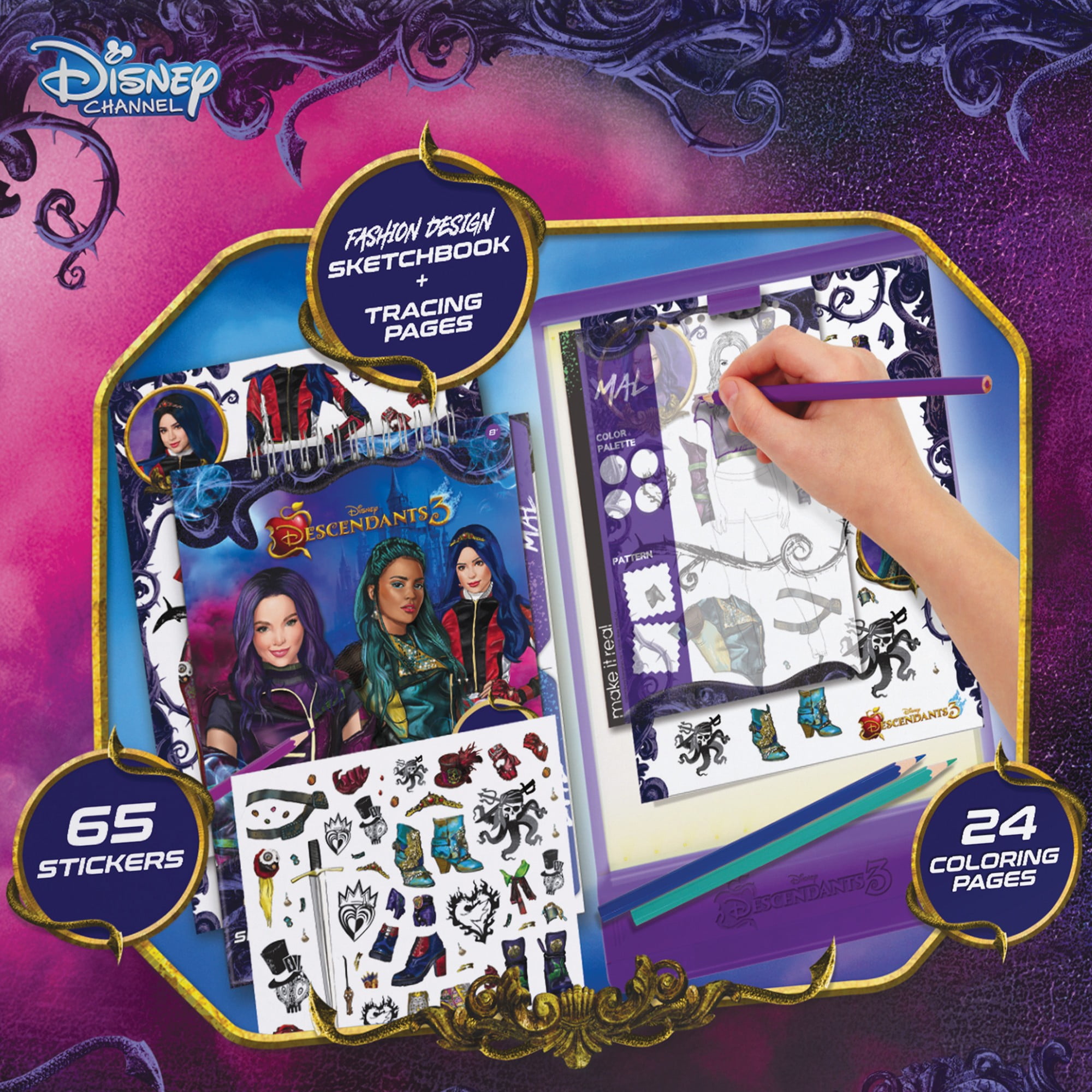 Disney: Zombies Fashion Design Coloring & Tracing Light Table 9 Piece Set-  Sketchbook, Stickers & Coloring Pencils, Lights up for Easy Tracing, Tweens  & Girls Ages 8+ 