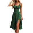 thumbnail image 2 of Blmnix Sexy Dresses Women's Dresses Polka Dot Dress Slip Dress A Line Dresses Under Dresses Square Neckline Cocktail-Length Sleeveless Green Womens Summer Dress L, 2 of 8
