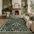 thumbnail image 3 of BERTHMEER 9'x12' Area Rugs for Living Room Rug for Bedroom Kitchen Non Slip Washable Green Floral Vintage Farmhouse Office Rug Dining Room Oriental Traditional Flower Carpets, Multicolor, 3 of 9