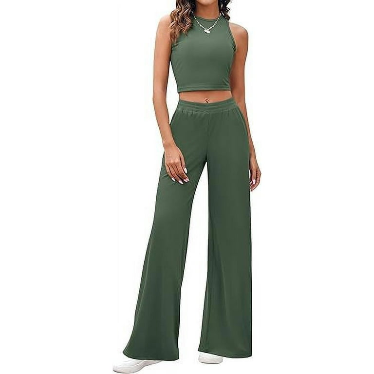 2 piece wide leg pants set online