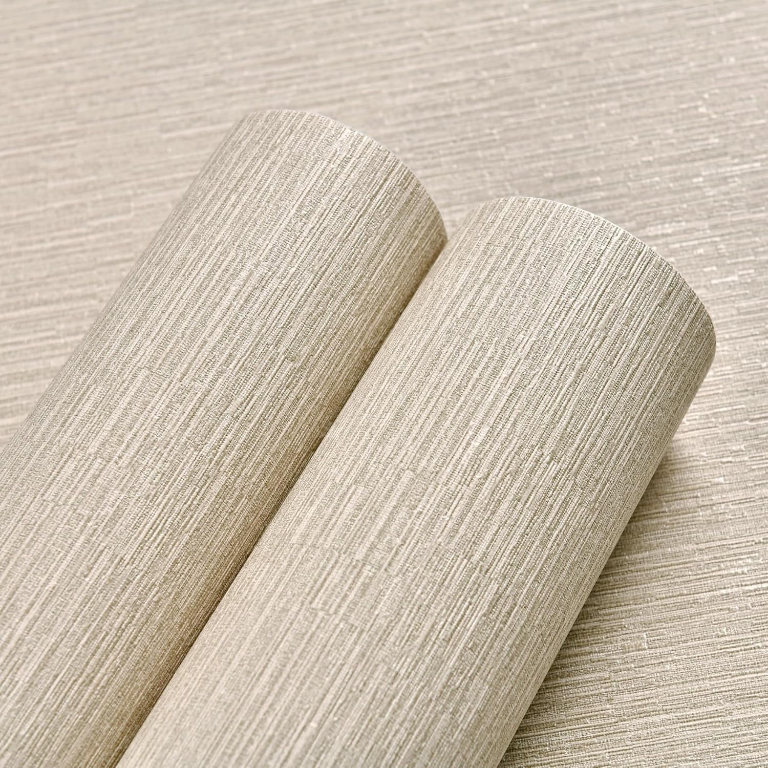 Grasscloth Wallpaper Peel and Stick 20.9in X 393in Fabric Contact Paper Wall Paper Textured Wallpaper Vertical Stripes Look Self-Adhesive Thick Vinyl Embossed (Light Yellow)