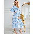 thumbnail image 6 of EFINNY Women Floral Long Pajamas Robes Thin Style Lightweight Full Length Homewear Sleepwear for Spring Summer,without Zipper, 6 of 8