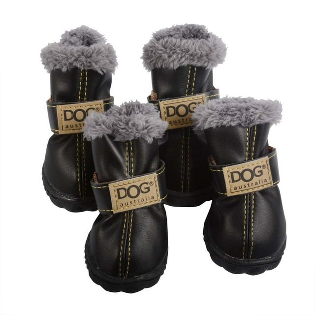 4 Uds Botas cálidas de invierno para perros pequeños Oso de fresa negro XL antideslizantes