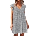 thumbnail image 2 of SMihono Robe d'Été pour Femmes Grande Taille Mode pour Femmes Décontractée à Col en V Manches Feuilles Chiffon Floral Bohème Plage Robe Sans Manches, 2 of 5